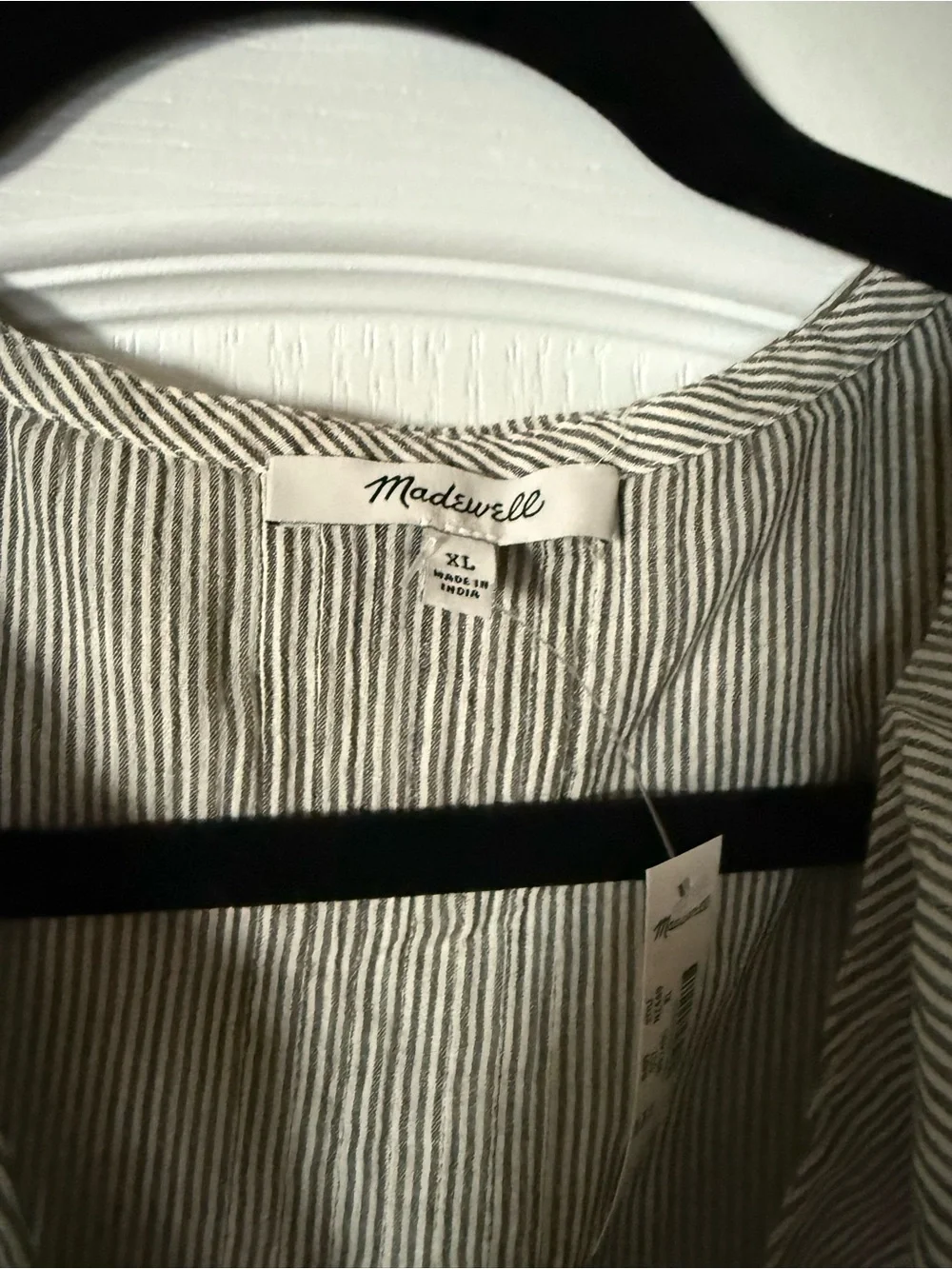 Madewell Blaire Mini Dress in Black And Ivory Micro Stripe - Picture 3 of 10